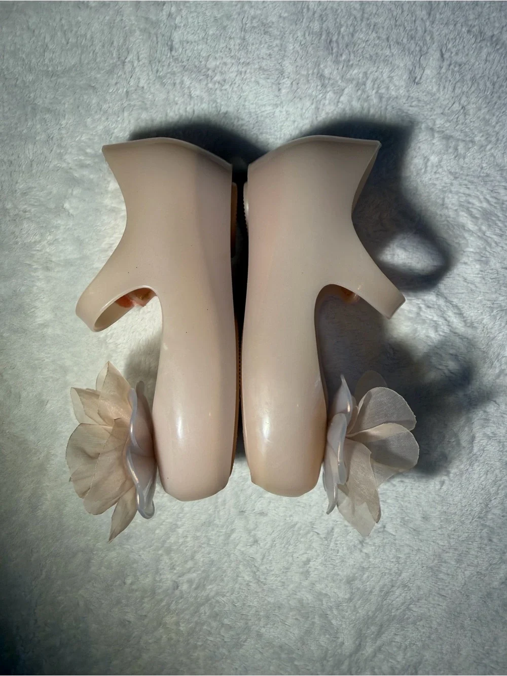 Mini Melissa Girls Floral Jelly Mary Janes in Nude Pink